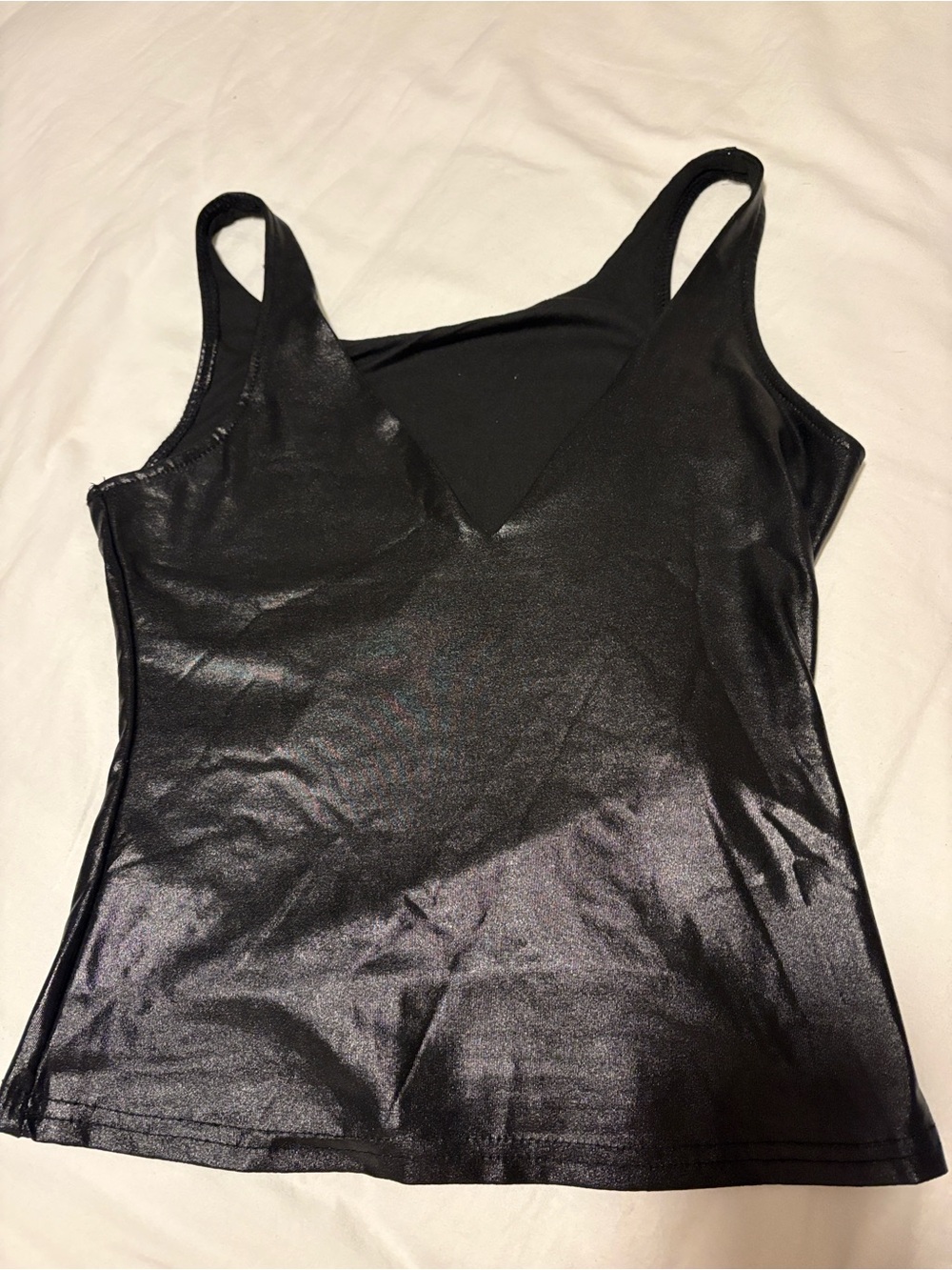 Black V-Neck “Shine” Tank Top - Women's XXS